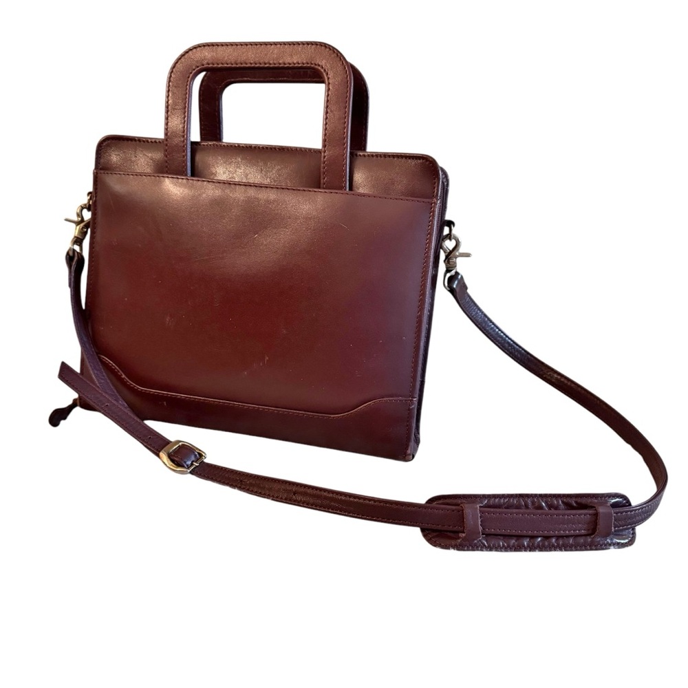 Franklin Quest Vintage Burgundy Leather Zip Planner 7 Ring Binder Shoulder Bag